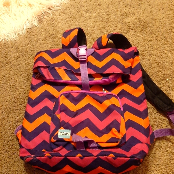 TOMS Kids/young teen Zigzag Backpack - Pink and Orange - Picture 1 of 3